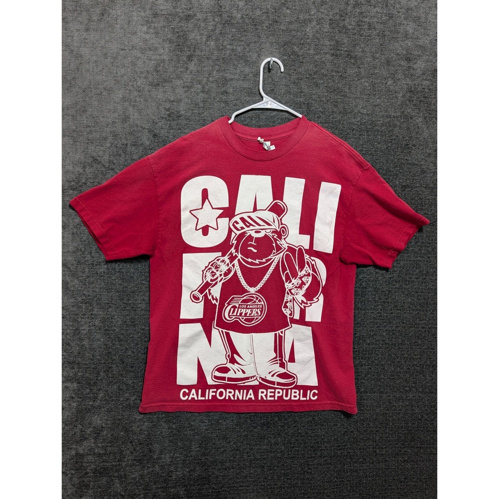 AAA Los Angeles Clippers California Republic Bear Graphic T-Shirt Red Mens L